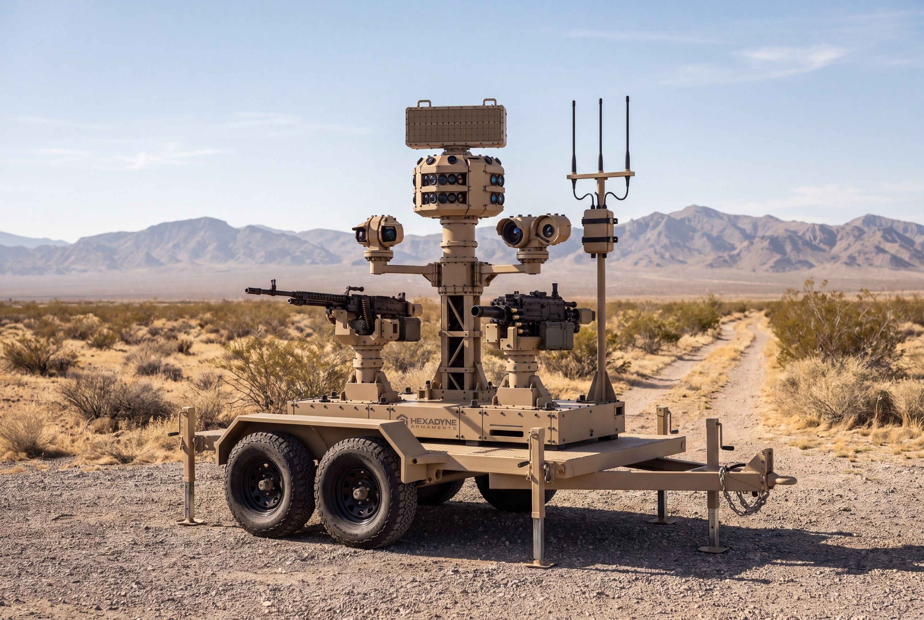 ZEUS AMME mounted on a towed trailer. Concept rendering.