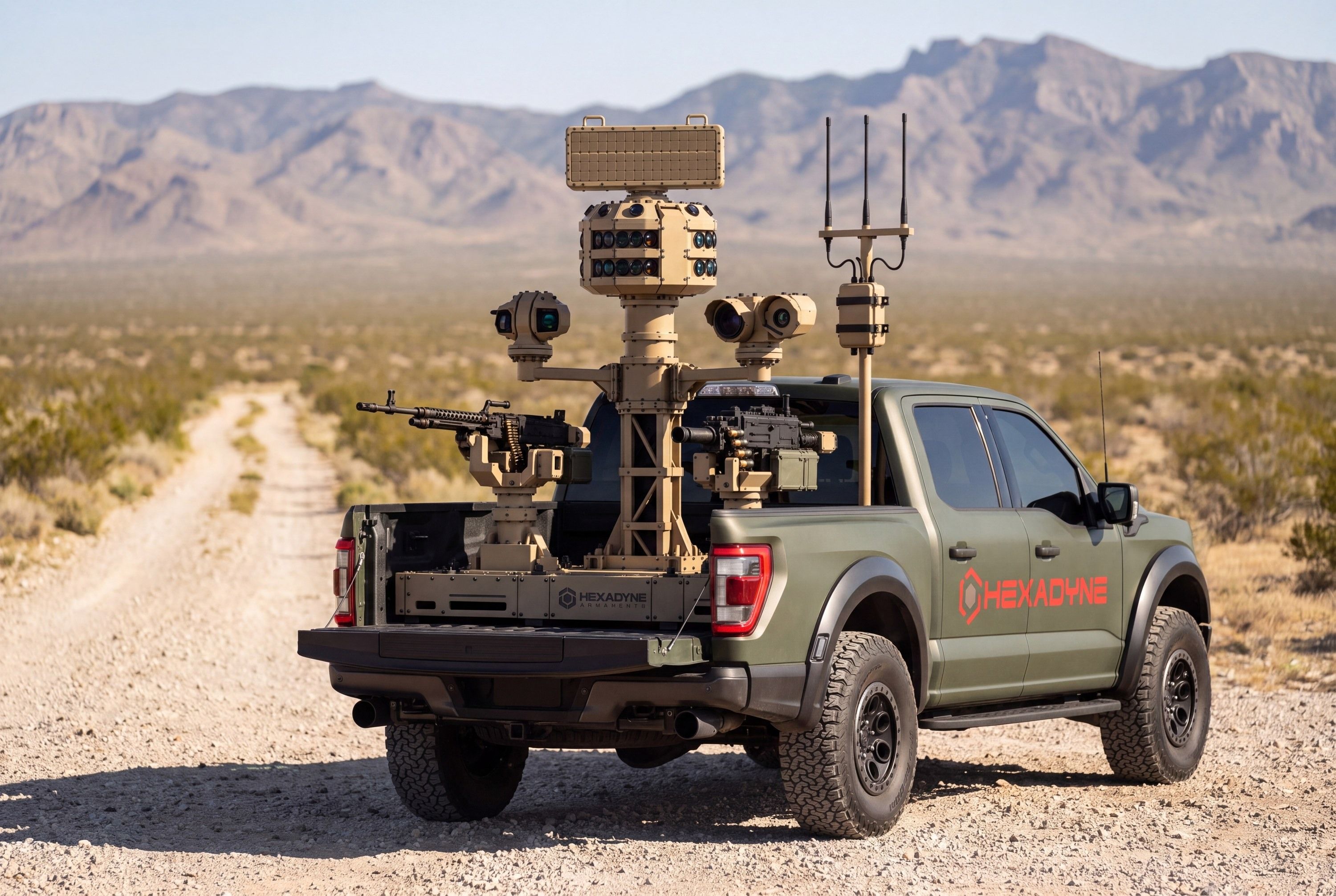 ZEUS AMME mounted on a truck bed. Concept rendering.